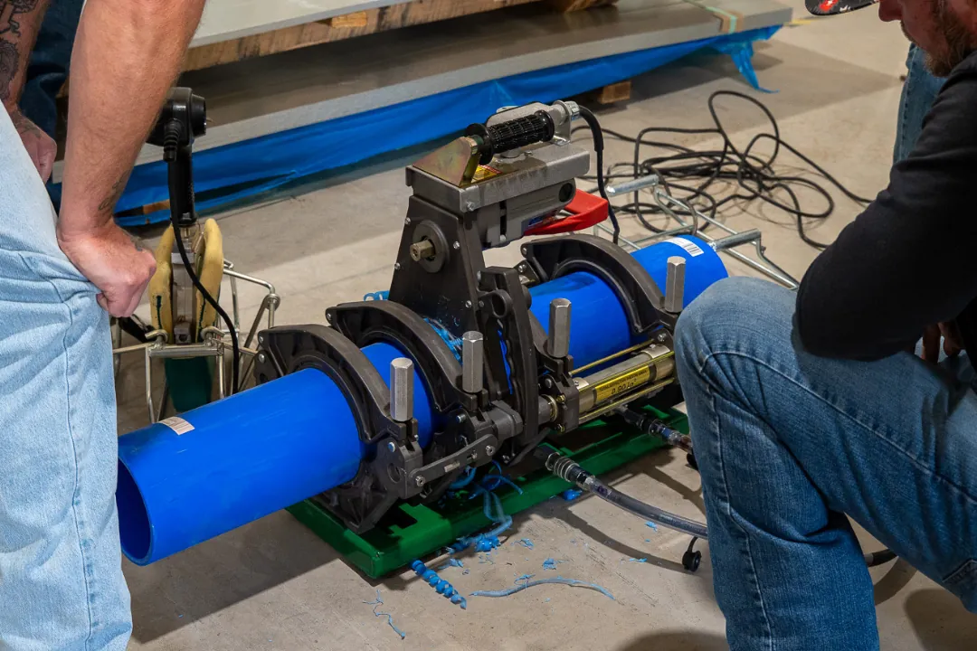 HDPE pipe fusion on a commercial water line