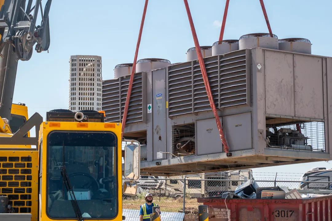 Rooftop equipment staged for a Lubbock commercial job